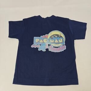 Vintage Pac Man Children's T-Shirt 1980s Size 5 Navy Blue Single Stitch
